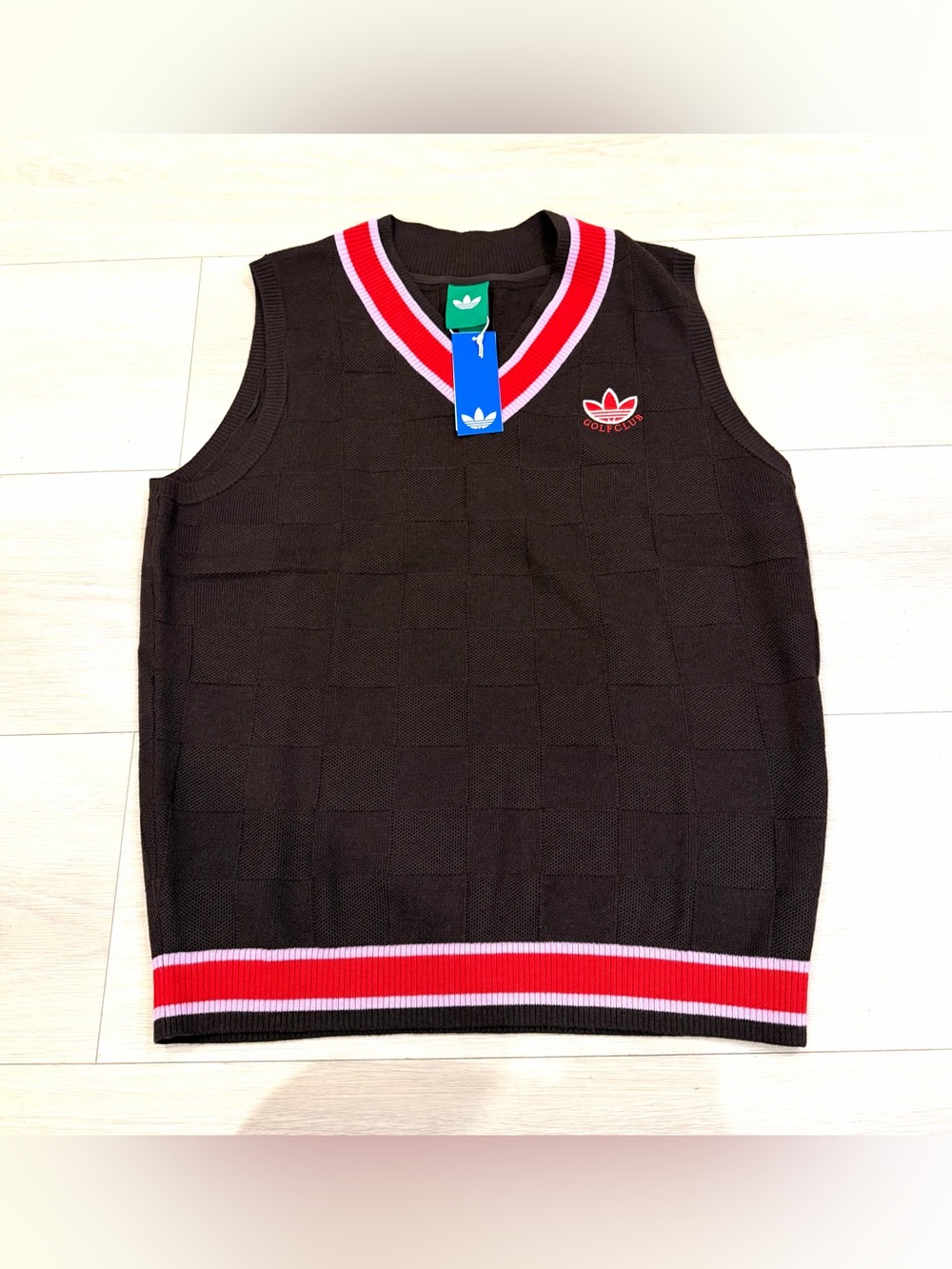 Adidas Knit Vest V Neck Brown Wool Blend PGA Golf Club Men’s Large JW9862 New